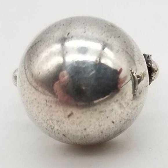 925 Sterling Silver Ring Size 4.75-5 large sphere orb - Picture 1 of 4